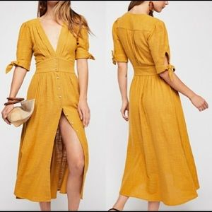 Brand new GOLDEN Love of My Life Midi dress from Free People SIZE L